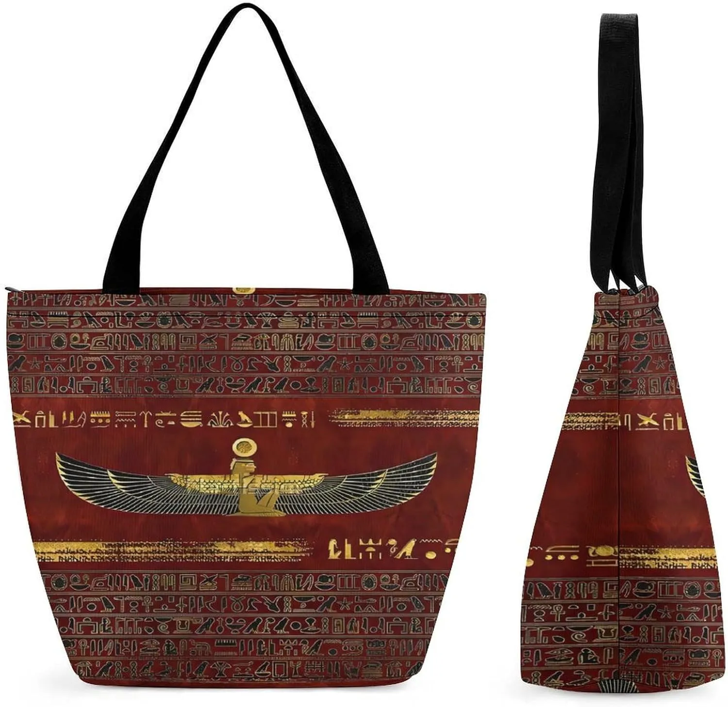 Gold Hieroglyphs Symbols Large Fashion Totes Bag Women's Casual Purses Work Handbags Shopping Bag