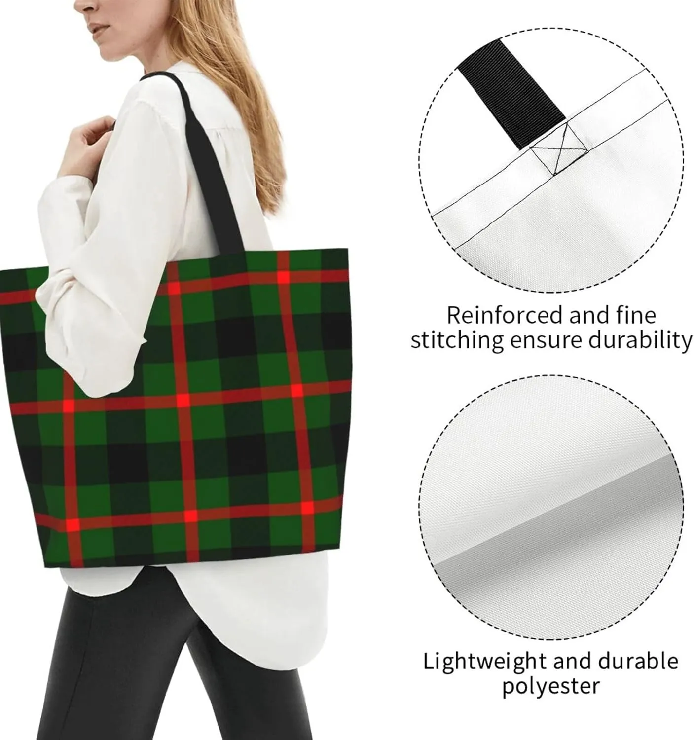 Gordon Dress Modern Tartan Tote Bag For Women Weekender Travel Bag Reusable Grocery Bags Large Totes Handbags