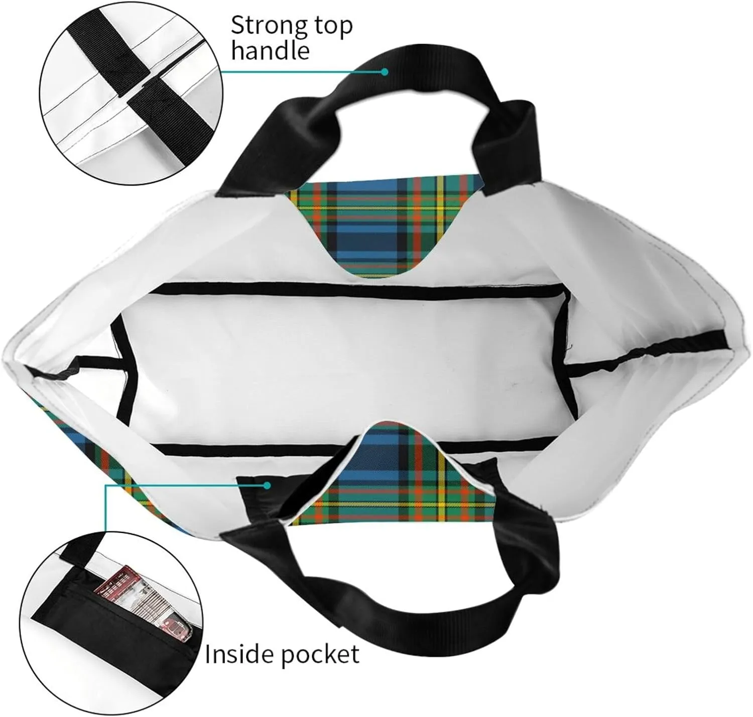 Gordon Dress Modern Tartan Tote Bag For Women Weekender Travel Bag Reusable Grocery Bags Large Totes Handbags