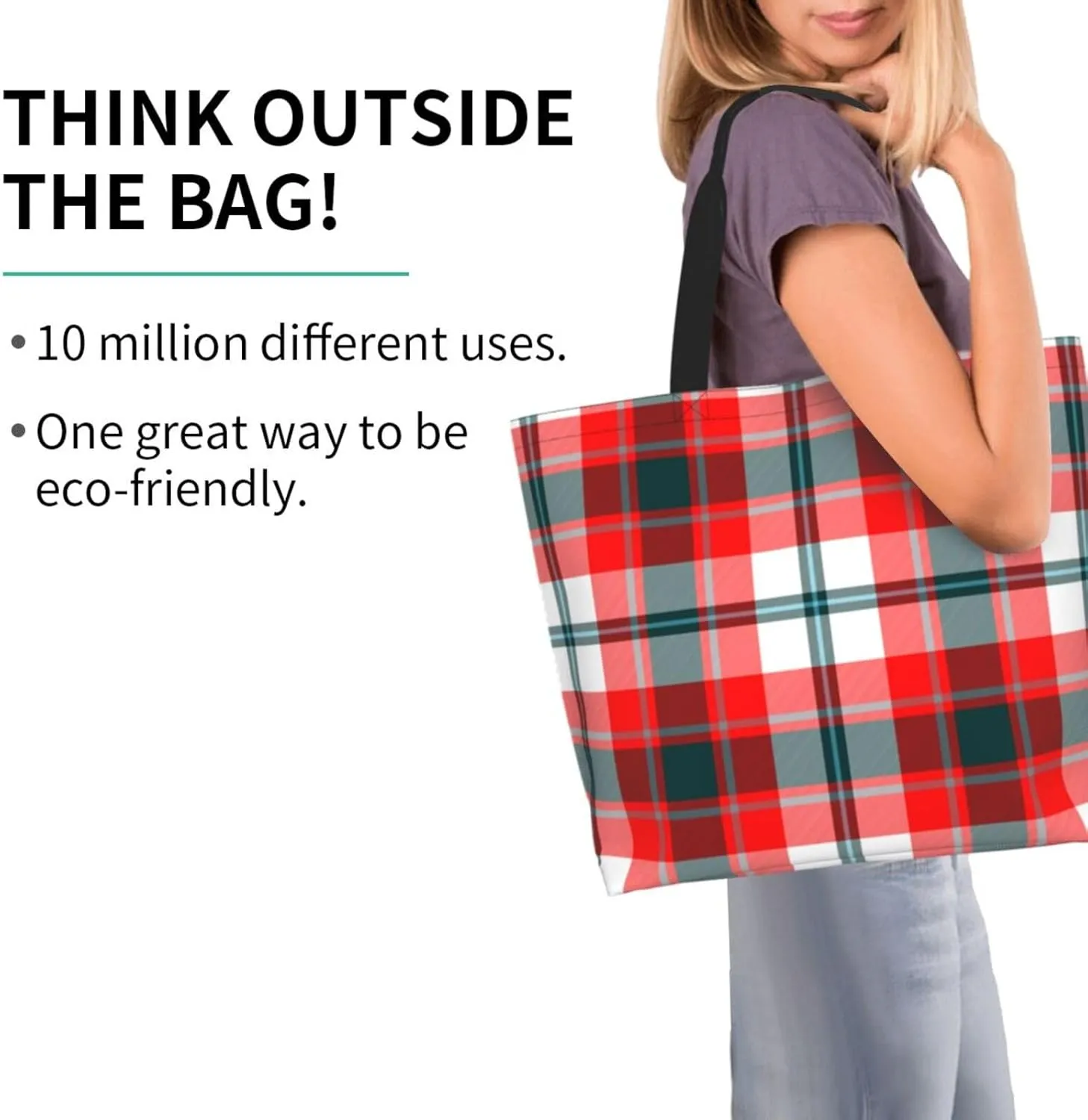 Gordon Dress Modern Tartan Tote Bag For Women Weekender Travel Bag Reusable Grocery Bags Large Totes Handbags