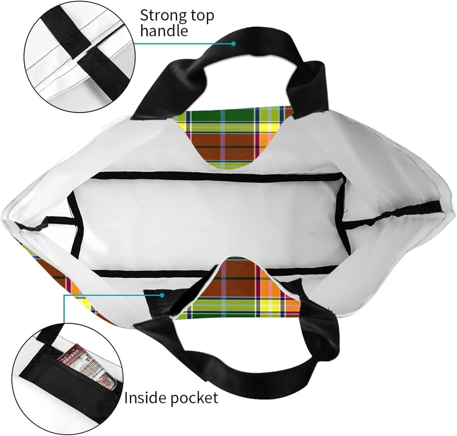 Gordon Dress Modern Tartan Tote Bag For Women Weekender Travel Bag Reusable Grocery Bags Large Totes Handbags