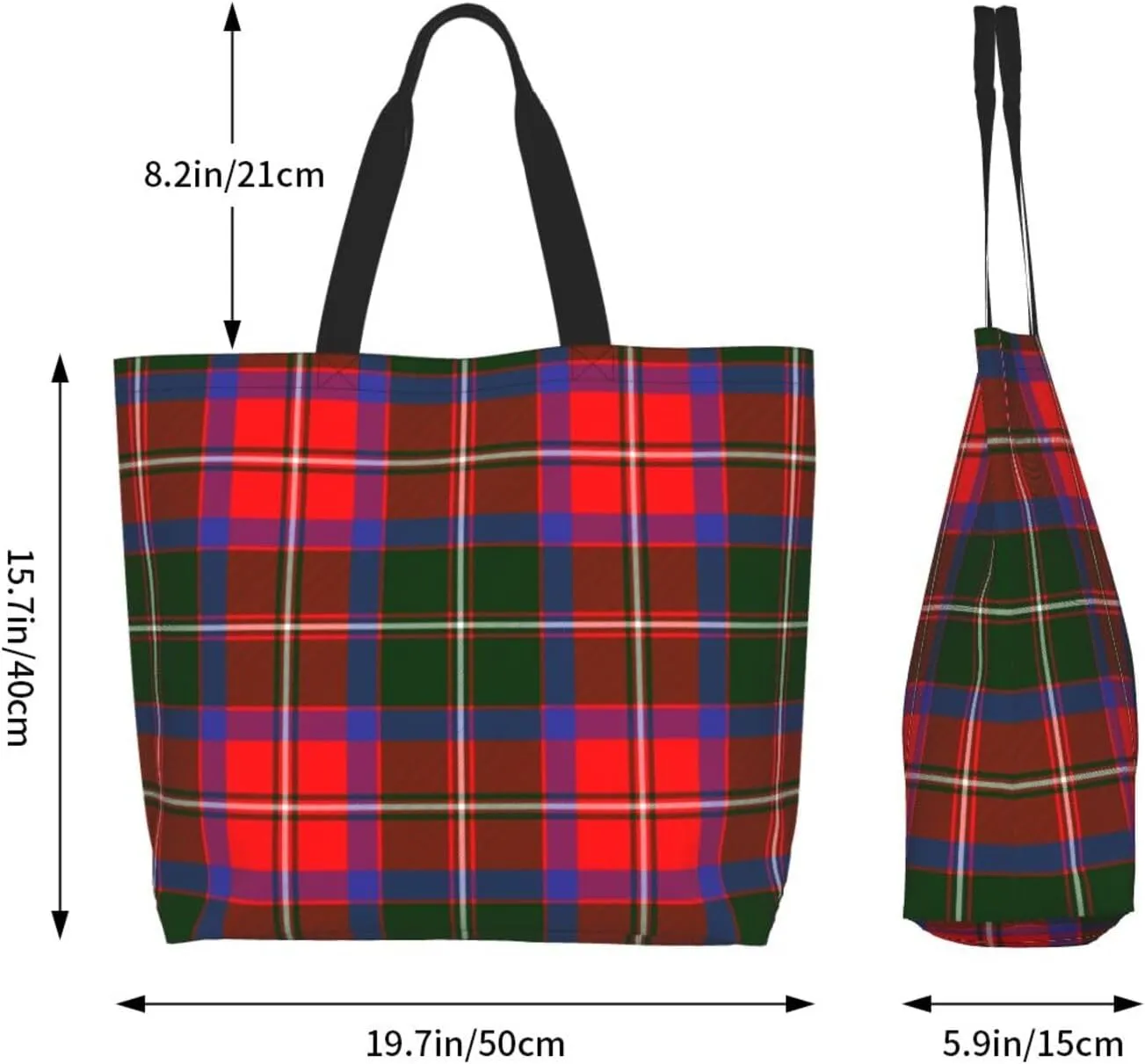 Gordon Dress Modern Tartan Tote Bag For Women Weekender Travel Bag Reusable Grocery Bags Large Totes Handbags