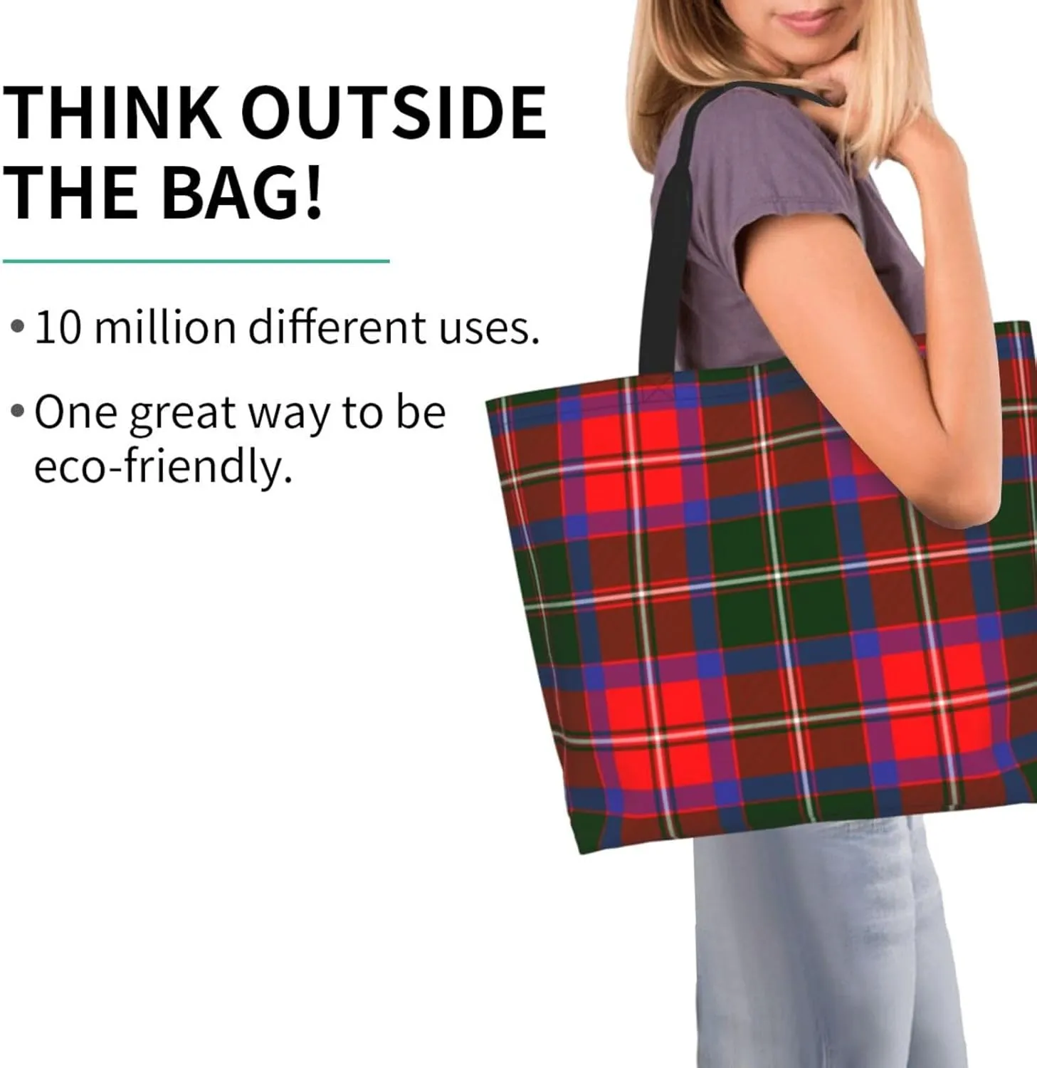 Gordon Dress Modern Tartan Tote Bag For Women Weekender Travel Bag Reusable Grocery Bags Large Totes Handbags