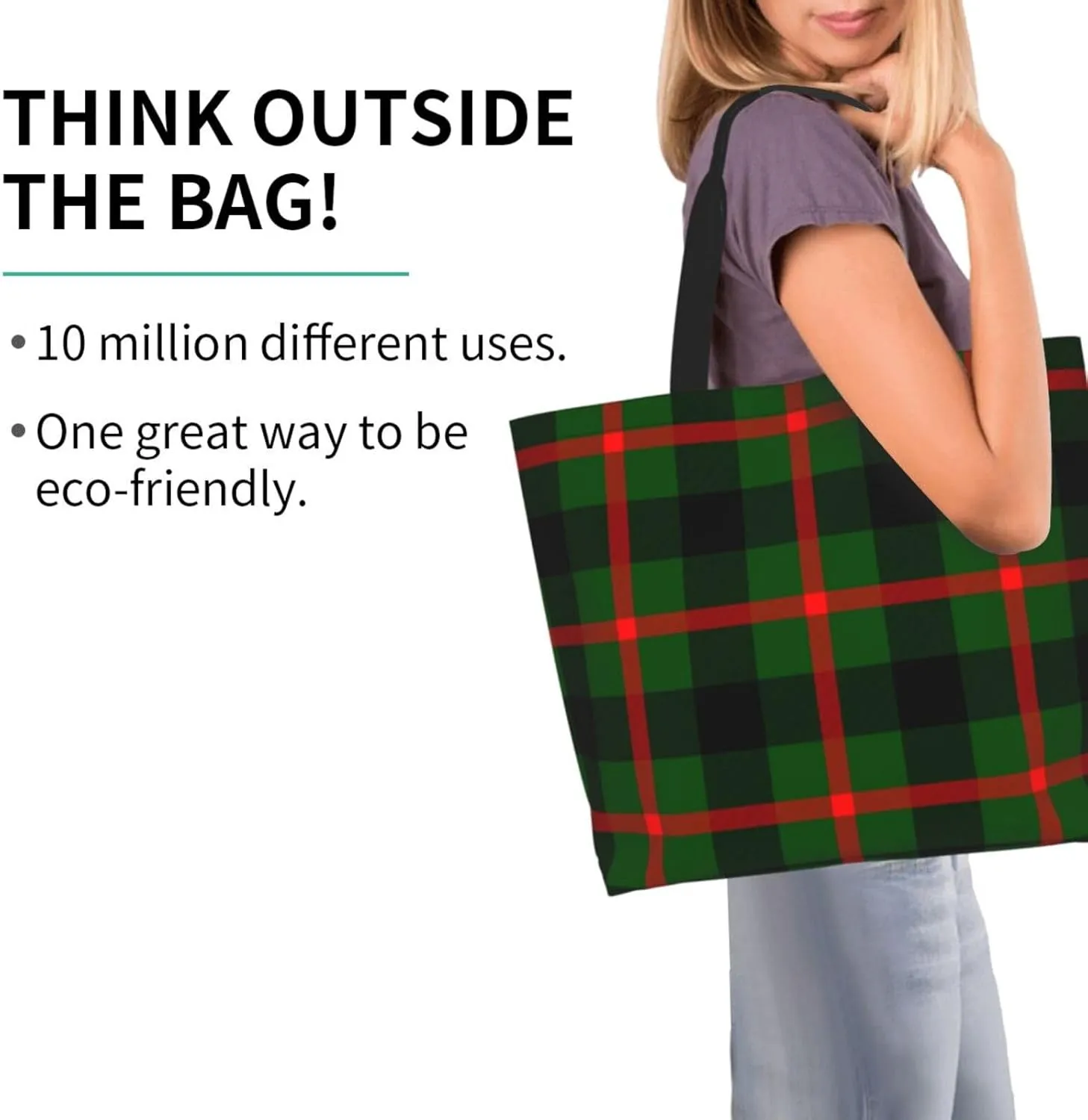 Gordon Dress Modern Tartan Tote Bag For Women Weekender Travel Bag Reusable Grocery Bags Large Totes Handbags