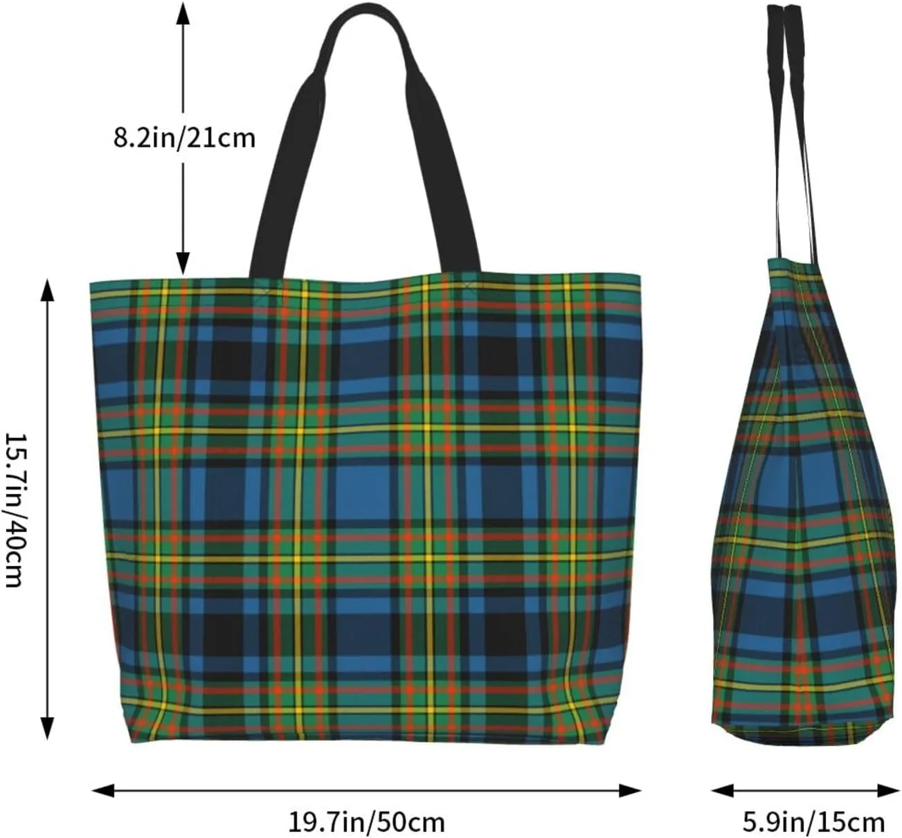 Gordon Dress Modern Tartan Tote Bag For Women Weekender Travel Bag Reusable Grocery Bags Large Totes Handbags