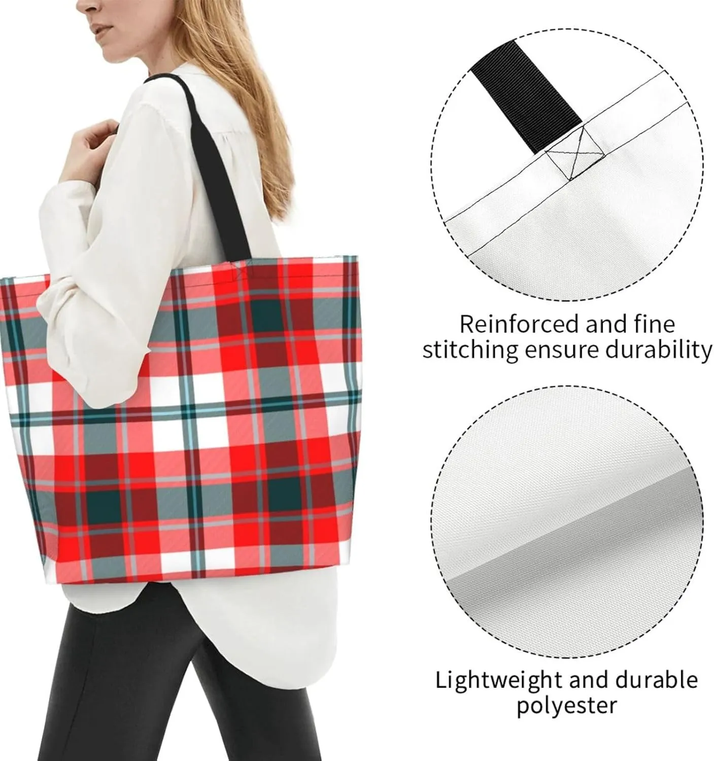 Gordon Dress Modern Tartan Tote Bag For Women Weekender Travel Bag Reusable Grocery Bags Large Totes Handbags