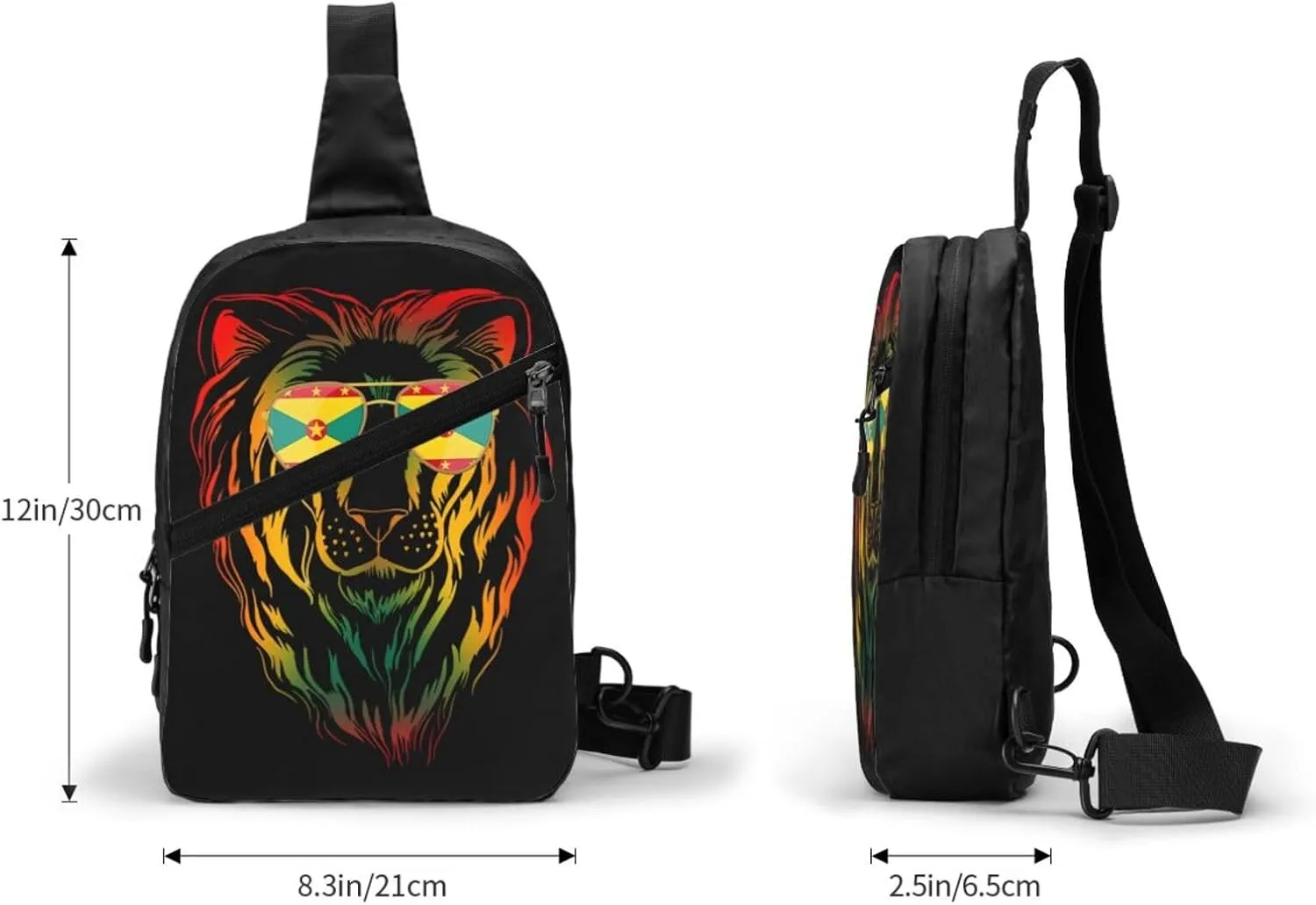 Grenada Flag Cool Lion Packable Crossbody Bag Portable Sling Bags Foldable Travel Daypack Reusable Sports Shoulder Backpack Diagonally Chest Bag for Workout
