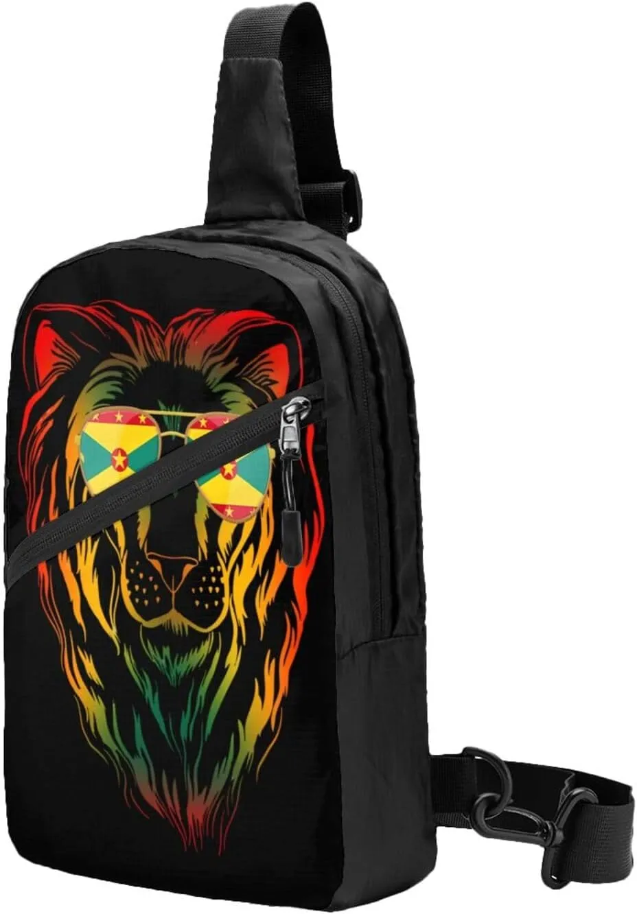 Grenada Flag Cool Lion Packable Crossbody Bag Portable Sling Bags Foldable Travel Daypack Reusable Sports Shoulder Backpack Diagonally Chest Bag for Workout