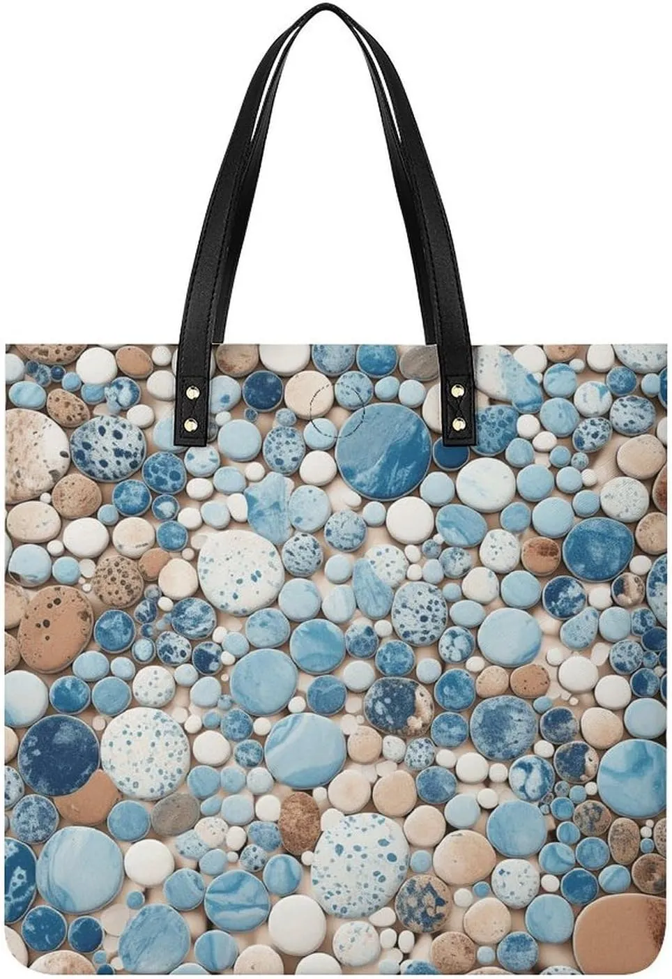 Grocery Bags Blue And Brown Mix Bag for Women Lightweight Beach Bag Shoulder Bags for Travel Shopping Work Handbag