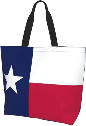 GTEVUTS Texas Flag Grocery Bag Large Handbag Reusable Shoulder Totes Bags-Cute Beach Bag for Women Men Travel Outdoor