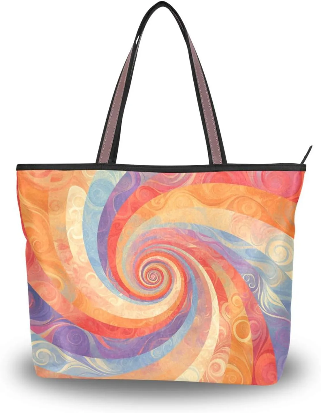 GuoChe Silk Fabric Zippered Travel Tote Bags Summer Chick Handbags for Women for Everyday & Travel
