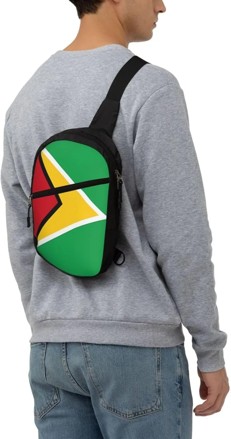 Guyana Guyanese Flag Packable Crossbody Bag Portable Sling Bags Foldable Travel Daypack Reusable Sports Shoulder Backpack Diagonally Chest Bag for Workout