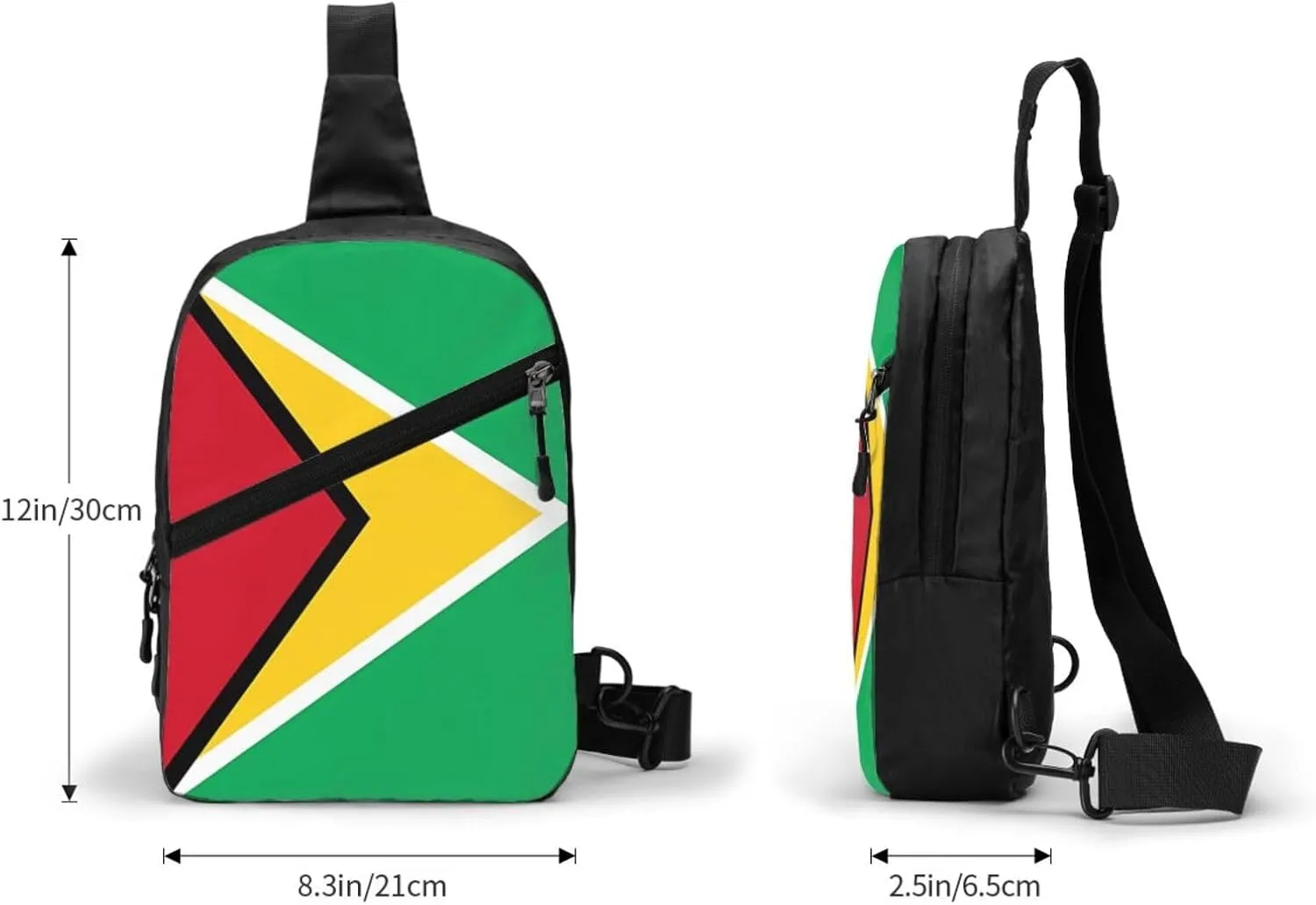 Guyana Guyanese Flag Packable Crossbody Bag Portable Sling Bags Foldable Travel Daypack Reusable Sports Shoulder Backpack Diagonally Chest Bag for Workout