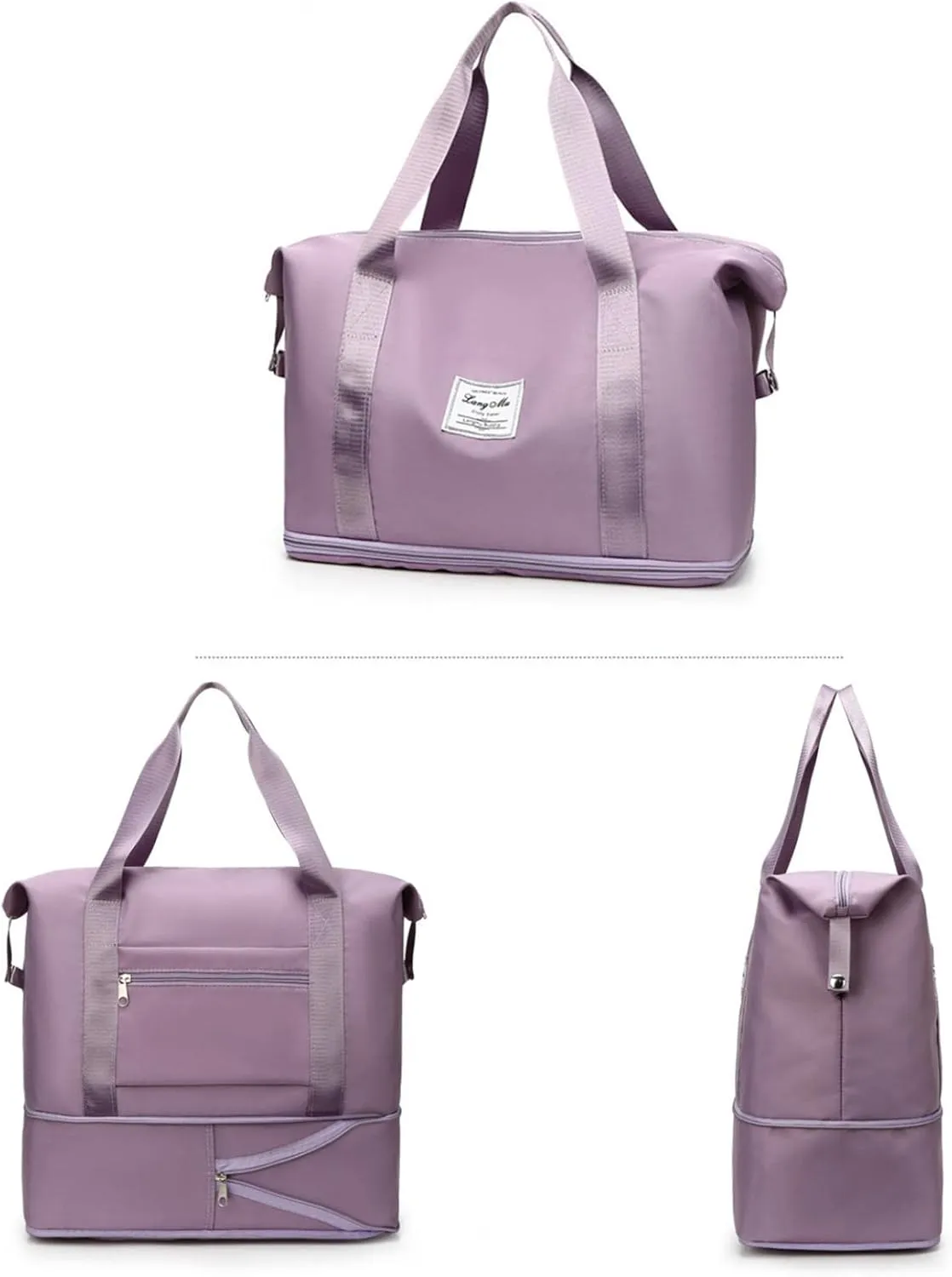 Gym &Tour Oxford Cloth Large Capacity Bags, Expandable Sports Duffle Bags Weekend Travel, Business Trip Lightweight Overnight Bags for Men and Women, Journey Duffel Bags, Sports Tote Bag (Purple)