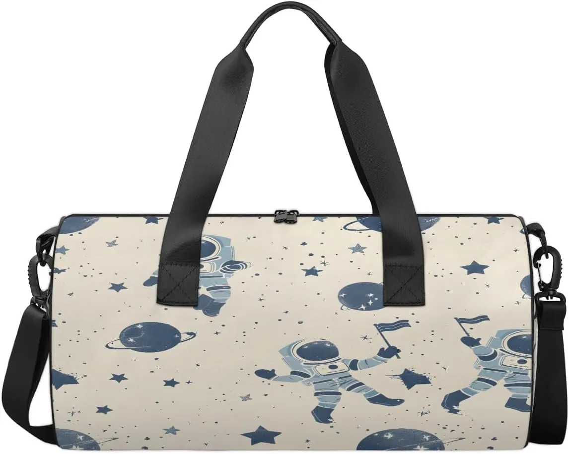Gym Bags for Men Women Planet Star Astronaut Sports Duffel Bags Carry On Travel Duffle Bag with Detachable Adjustable Shoulder Strap Overnight Weekender Bag