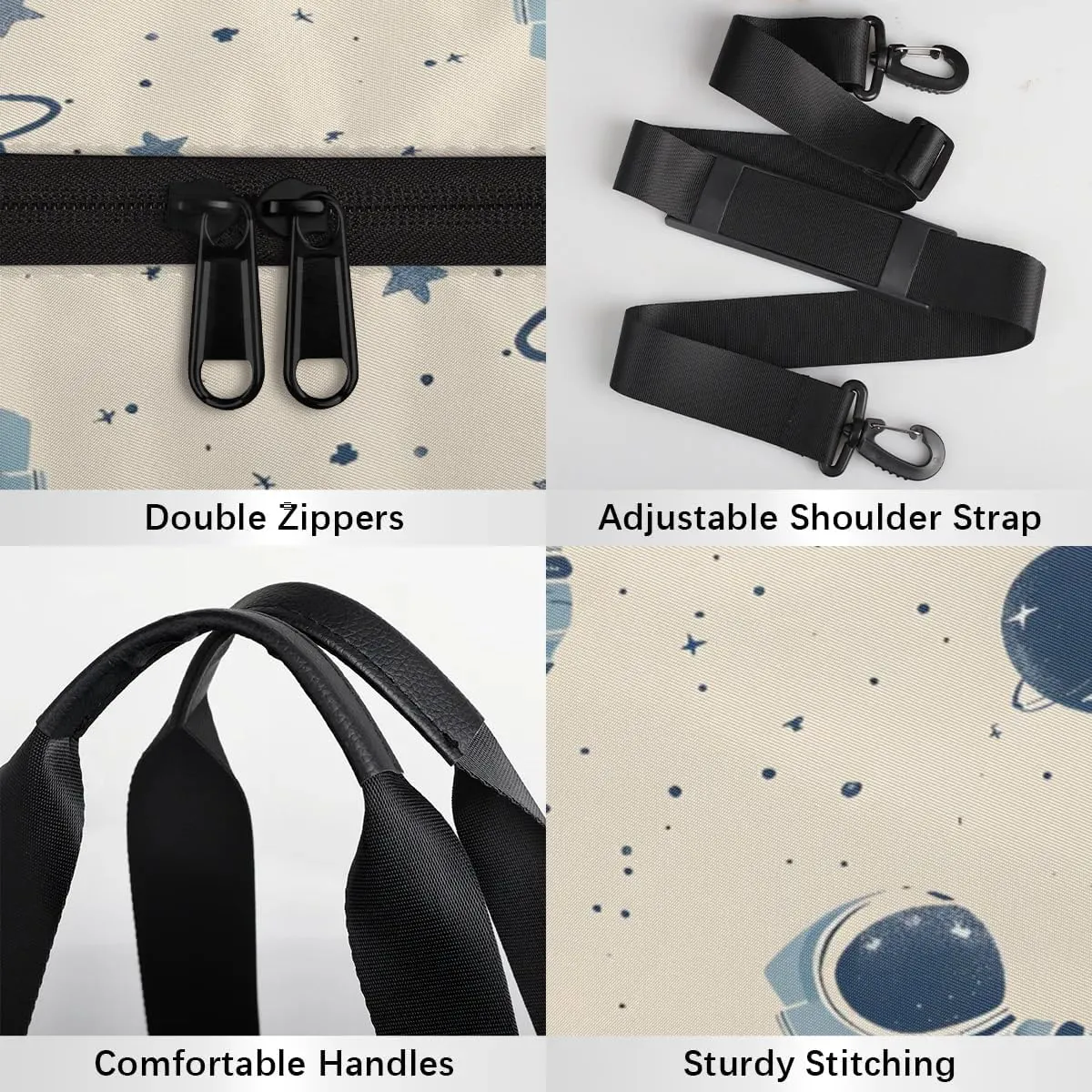 Gym Bags for Men Women Planet Star Astronaut Sports Duffel Bags Carry On Travel Duffle Bag with Detachable Adjustable Shoulder Strap Overnight Weekender Bag