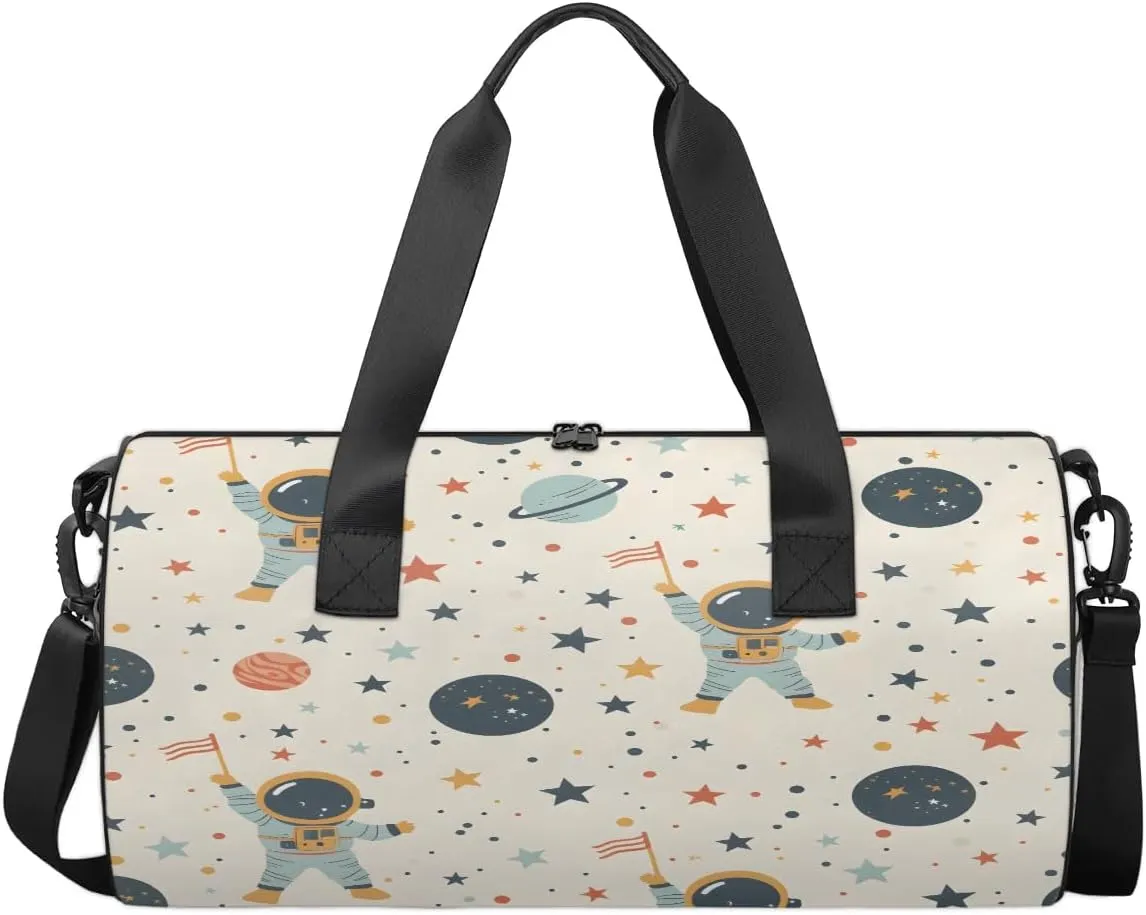 Gym Bags for Men Women Star Astronaut Planet Sports Duffel Bags Carry On Travel Duffle Bag with Detachable Adjustable Shoulder Strap Overnight Weekender Bag