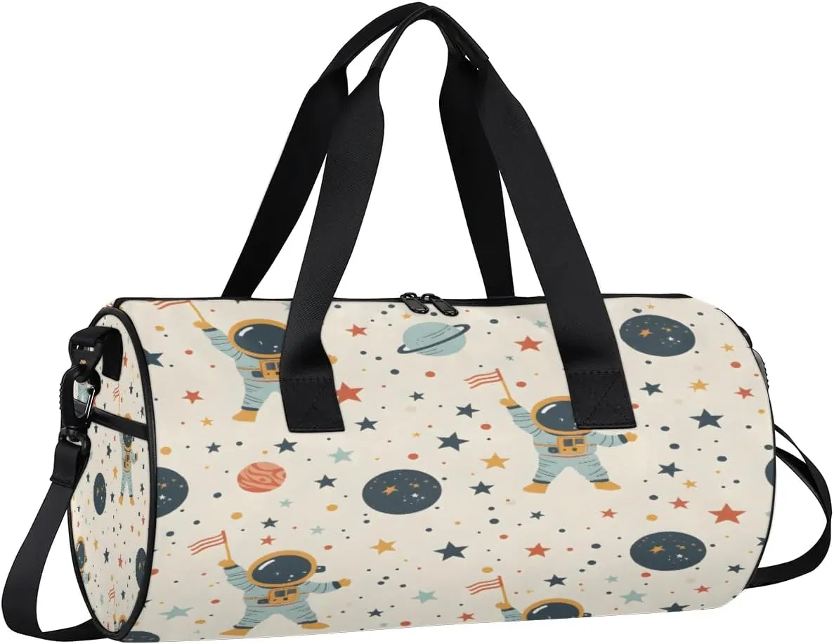 Gym Bags for Men Women Star Astronaut Planet Sports Duffel Bags Carry On Travel Duffle Bag with Detachable Adjustable Shoulder Strap Overnight Weekender Bag