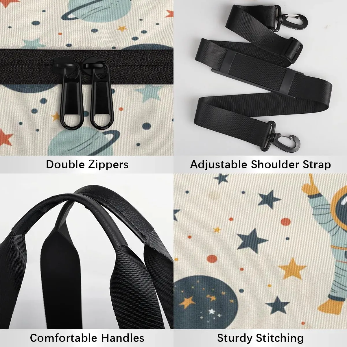 Gym Bags for Men Women Star Astronaut Planet Sports Duffel Bags Carry On Travel Duffle Bag with Detachable Adjustable Shoulder Strap Overnight Weekender Bag