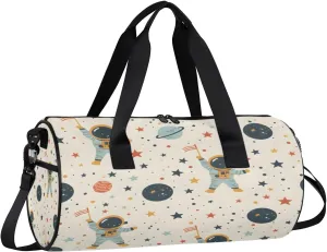 Gym Bags for Men Women Star Astronaut Planet Sports Duffel Bags Carry On Travel Duffle Bag with Detachable Adjustable Shoulder Strap Overnight Weekender Bag