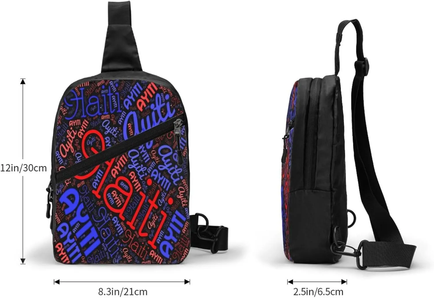 Haiti Haitian Flag Packable Crossbody Bag Portable Sling Bags Foldable Travel Daypack Reusable Sports Shoulder Backpack Diagonally Chest Bag for Workout