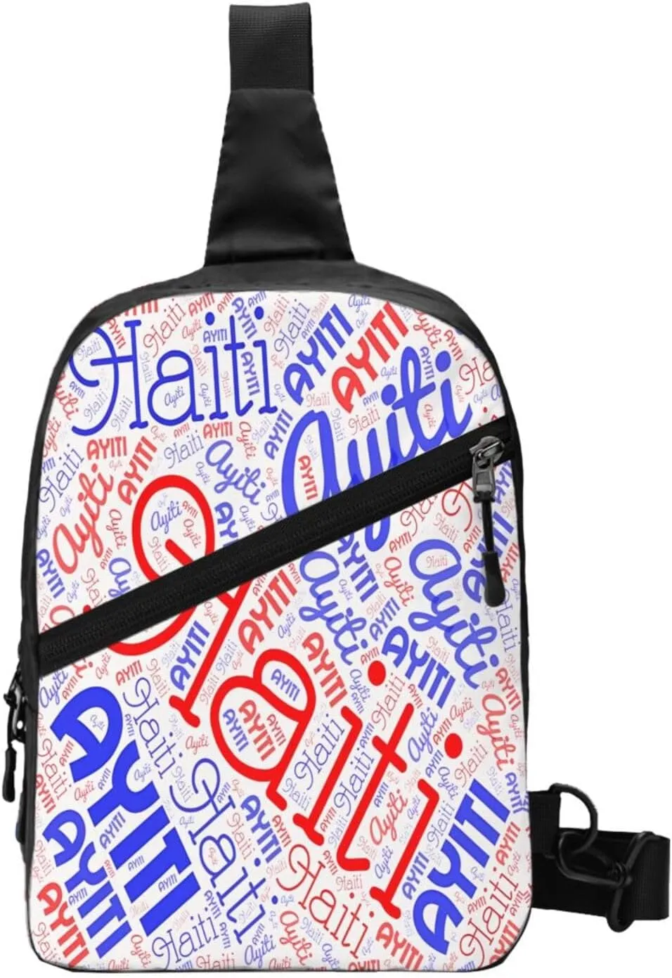 Haiti Haitian Flag Packable Crossbody Bag Portable Sling Bags Foldable Travel Daypack Reusable Sports Shoulder Backpack Diagonally Chest Bag for Workout
