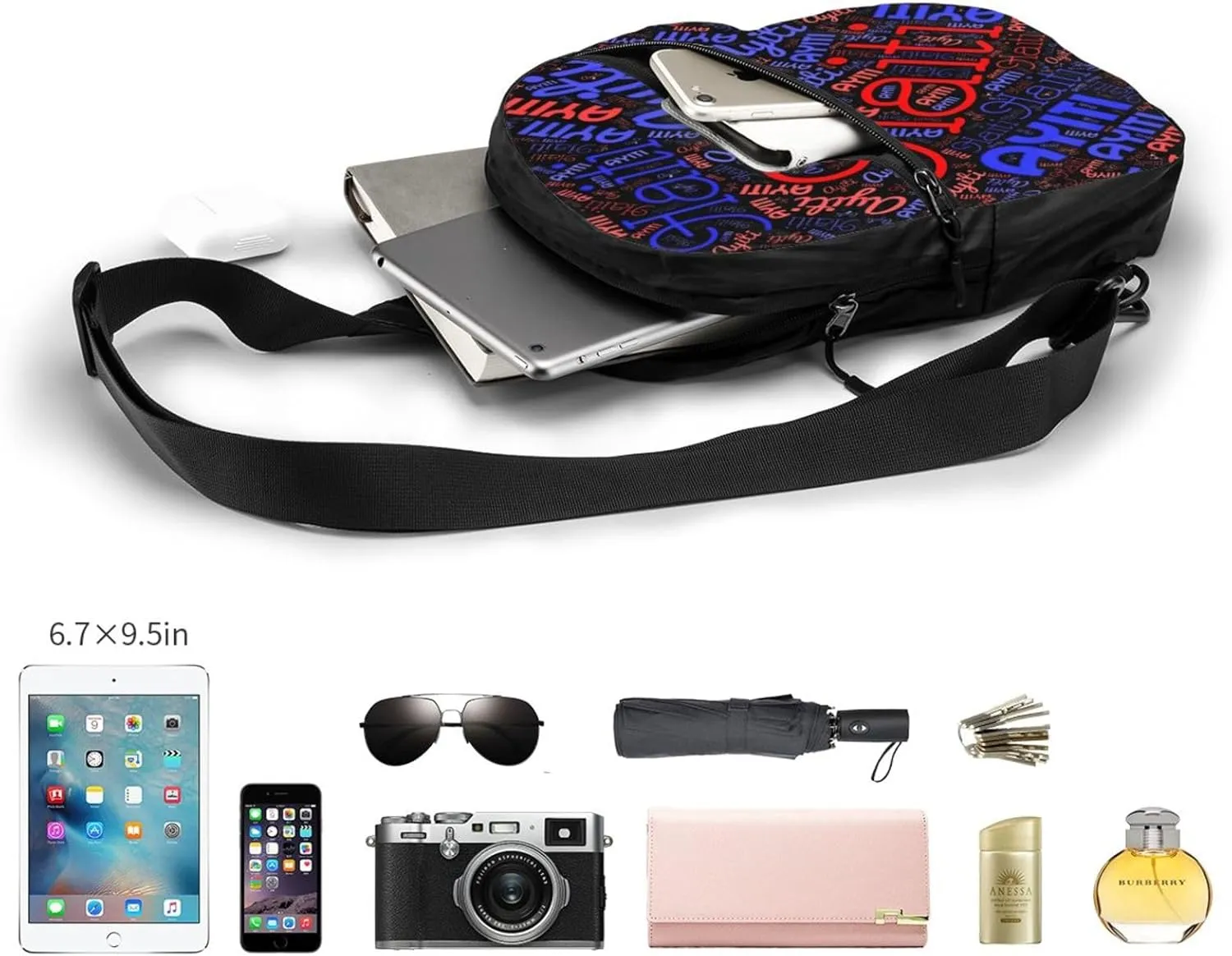 Haiti Haitian Flag Packable Crossbody Bag Portable Sling Bags Foldable Travel Daypack Reusable Sports Shoulder Backpack Diagonally Chest Bag for Workout
