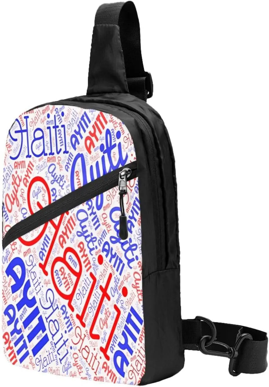 Haiti Haitian Flag Packable Crossbody Bag Portable Sling Bags Foldable Travel Daypack Reusable Sports Shoulder Backpack Diagonally Chest Bag for Workout