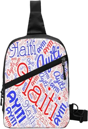 Haiti Haitian Flag Packable Crossbody Bag Portable Sling Bags Foldable Travel Daypack Reusable Sports Shoulder Backpack Diagonally Chest Bag for Workout