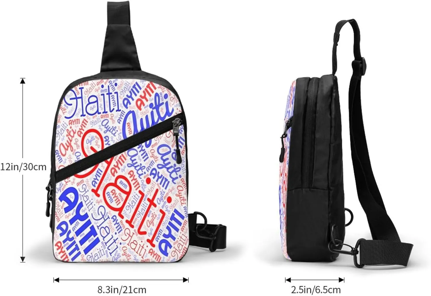 Haiti Haitian Flag Packable Crossbody Bag Portable Sling Bags Foldable Travel Daypack Reusable Sports Shoulder Backpack Diagonally Chest Bag for Workout