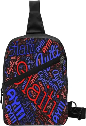 Haiti Haitian Flag Packable Crossbody Bag Portable Sling Bags Foldable Travel Daypack Reusable Sports Shoulder Backpack Diagonally Chest Bag for Workout