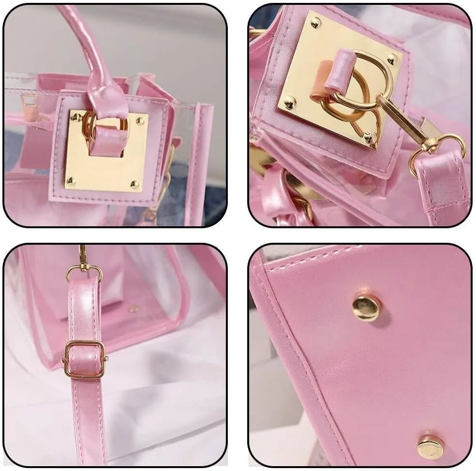 Handbags Women's Clear Jelly Tote Beach Crossbody Transparent Messenger Tote Shoulder Handbag