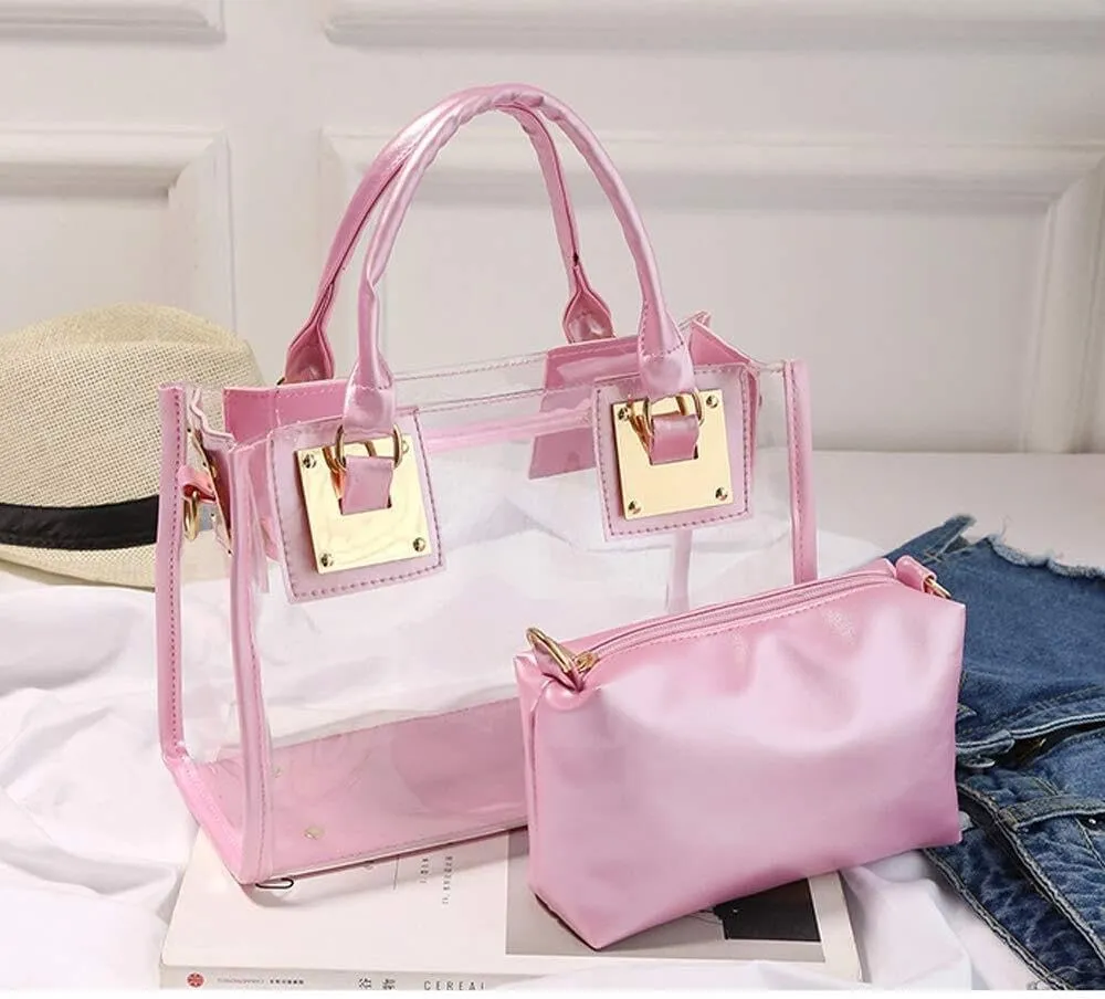 Handbags Women's Clear Jelly Tote Beach Crossbody Transparent Messenger Tote Shoulder Handbag