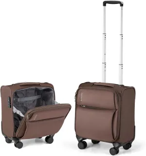 Hanke 16 Inch Underseat Carry On Luggage with Spinner Wheels for Airline, Small Softside TSA Approved Luggage Lightweight Rolling Suitcases Under Seat Travel Carry-On Bag(Coffee)