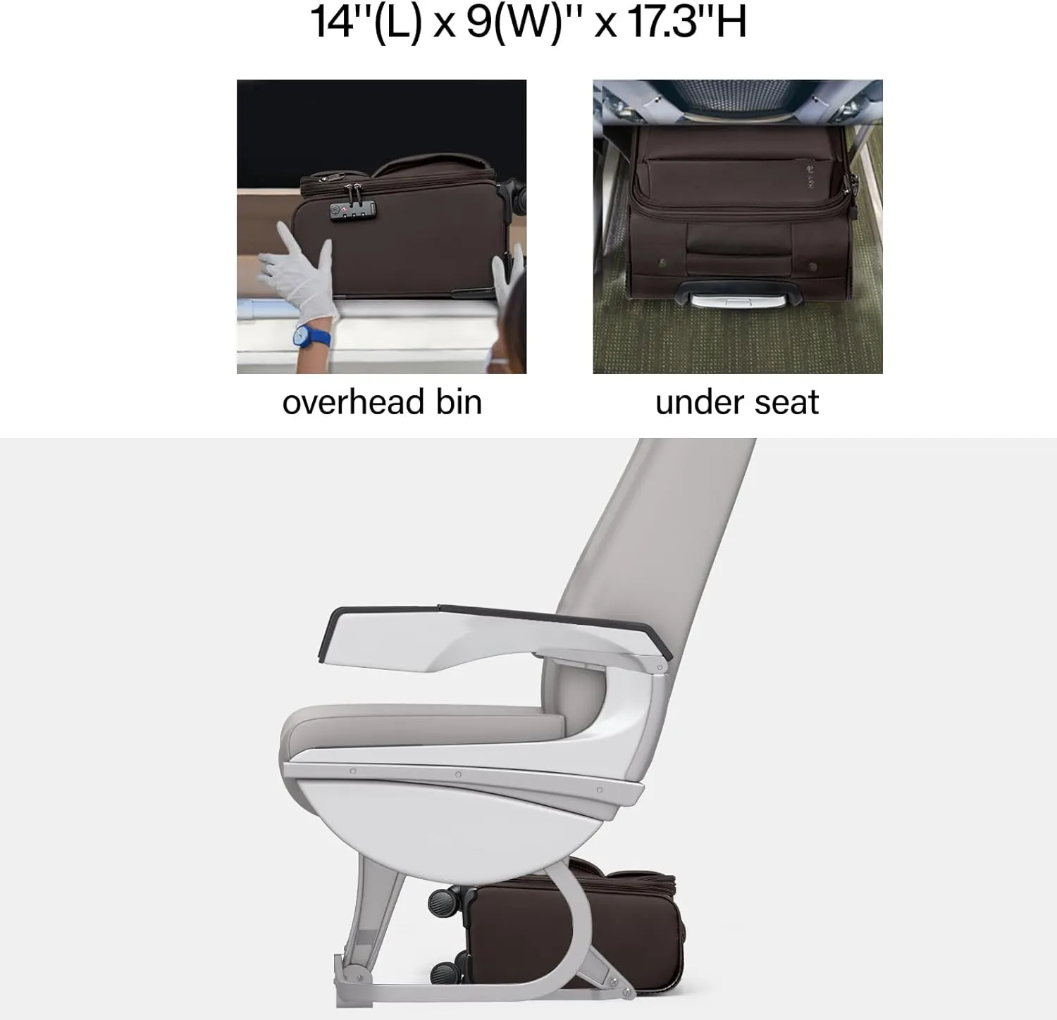 Hanke 16 Inch Underseat Carry On Luggage with Spinner Wheels for Airline, Small Softside TSA Approved Luggage Lightweight Rolling Suitcases Under Seat Travel Carry-On Bag(Coffee)