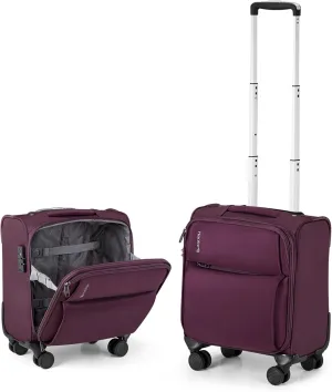 Hanke 16 Inch Underseat Carry On Luggage with Spinner Wheels for Airline, Small Softside TSA Approved Luggage Lightweight Rolling Suitcases Under Seat Travel Carry-On Bag(Purple)