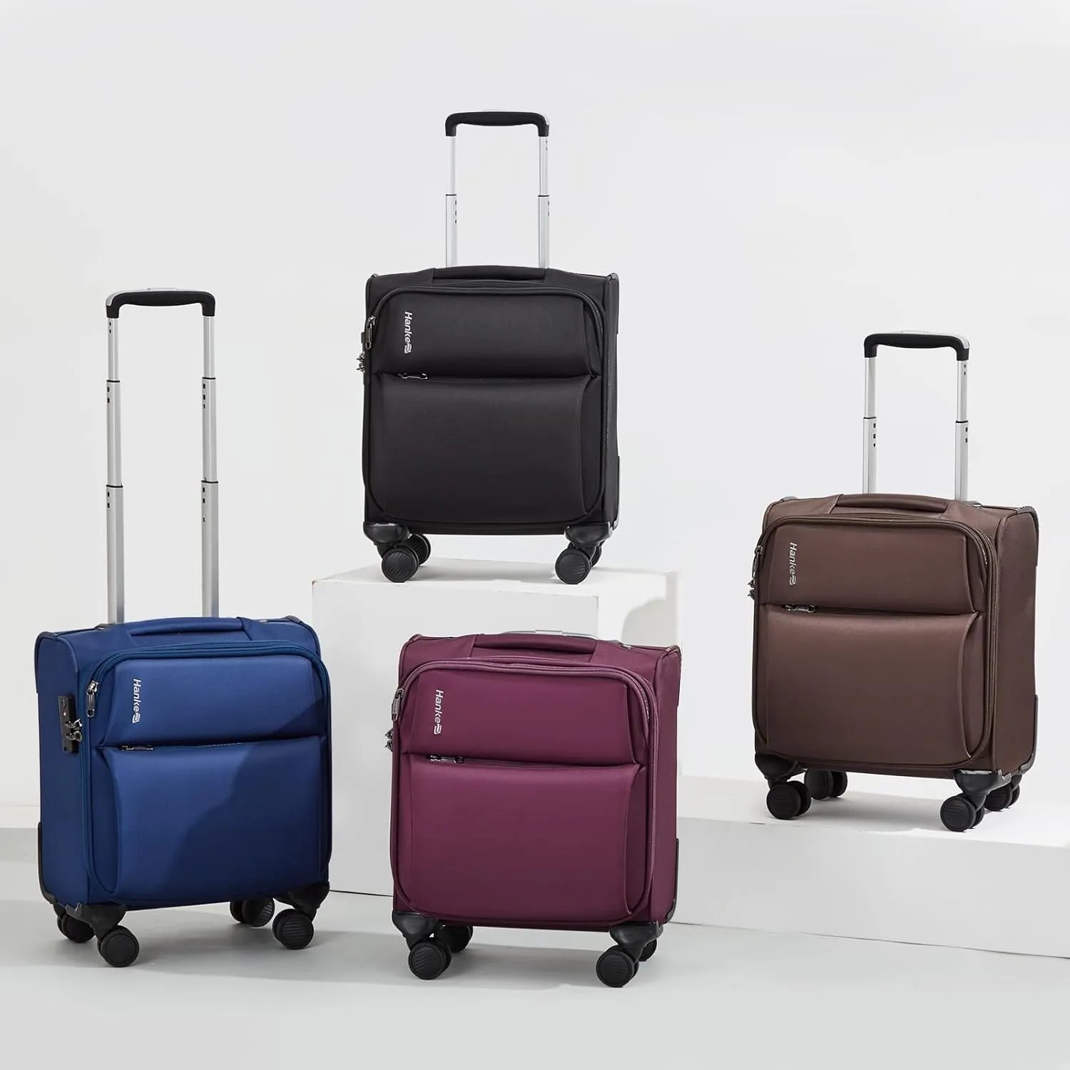 Hanke 16 Inch Underseat Carry On Luggage with Spinner Wheels for Airline, Small Softside TSA Approved Luggage Lightweight Rolling Suitcases Under Seat Travel Carry-On Bag(Purple)
