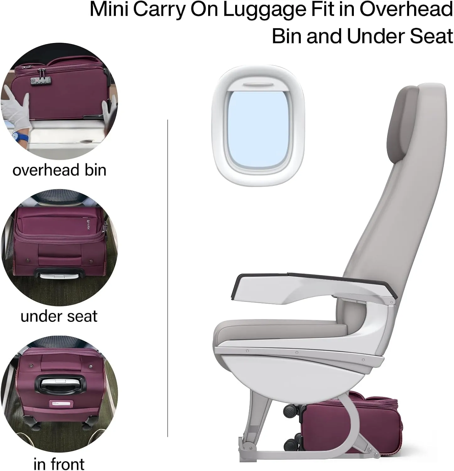 Hanke 16 Inch Underseat Carry On Luggage with Spinner Wheels for Airline, Small Softside TSA Approved Luggage Lightweight Rolling Suitcases Under Seat Travel Carry-On Bag(Purple)