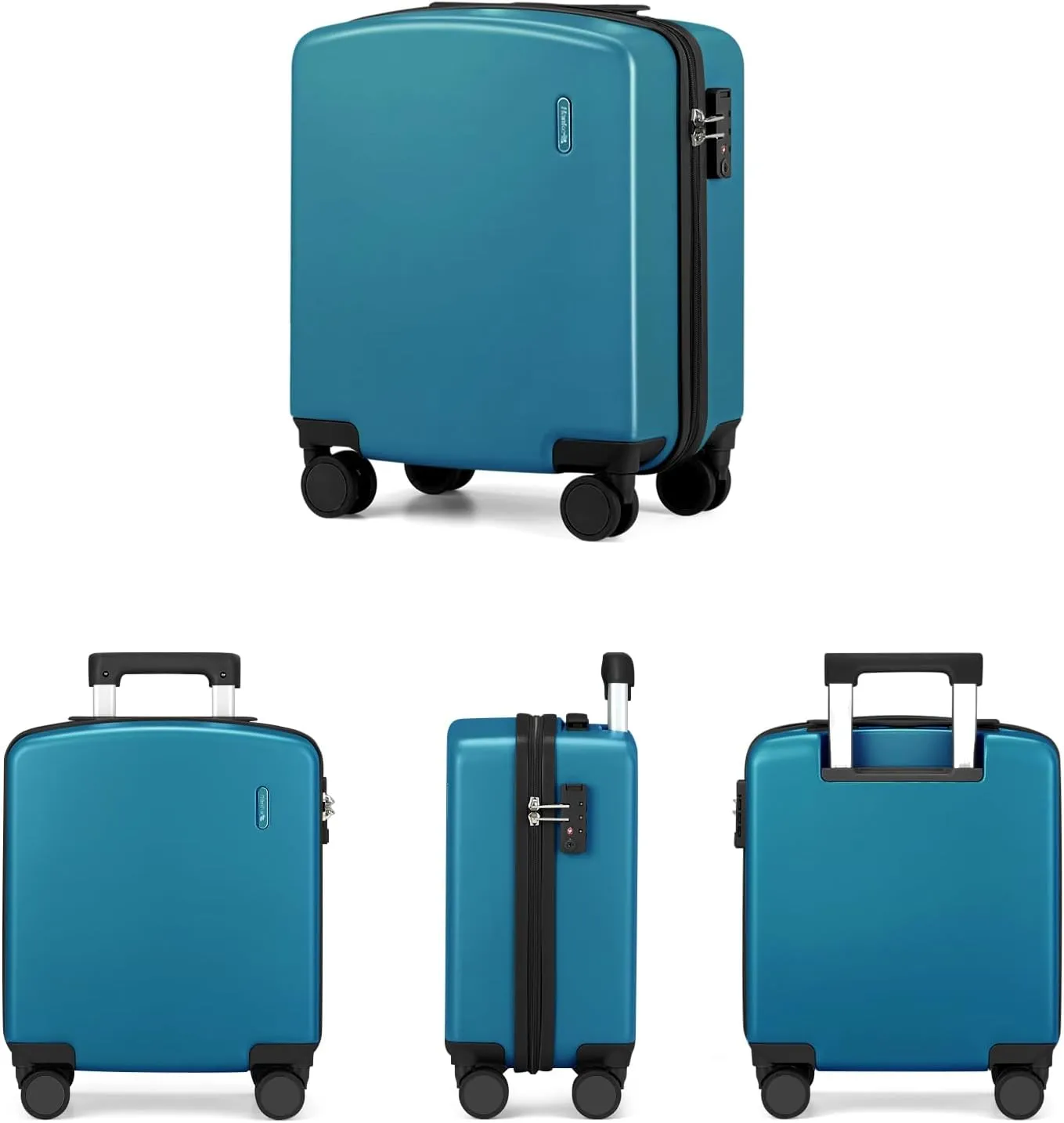 Hanke 16 Inch Underseat Carry On Luggage with Wheels Hard Shell Lightweight Suitcases Small Tsa Luggage Travel Rolling Luggage(Caribbean Blue)