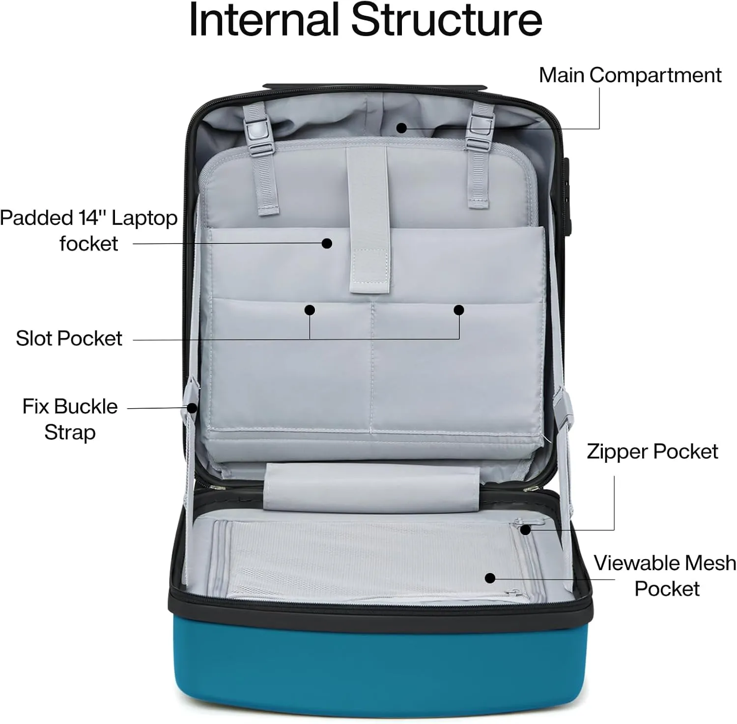 Hanke 16 Inch Underseat Carry On Luggage with Wheels Hard Shell Lightweight Suitcases Small Tsa Luggage Travel Rolling Luggage(Caribbean Blue)