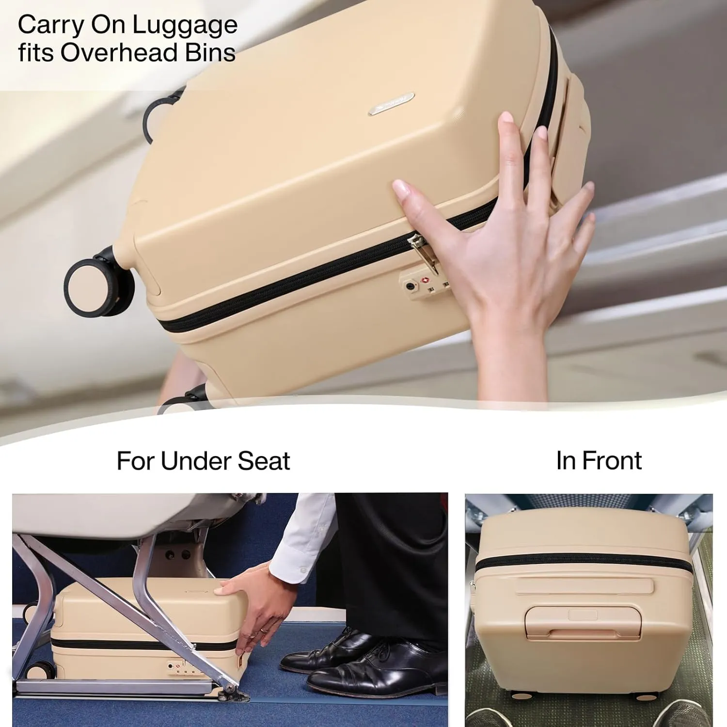 Hanke 16 Inch Underseat Carry On Luggage with Wheels Hard Shell Lightweight Suitcases Small Tsa Luggage Travel Rolling Luggage(Cuba Sand)