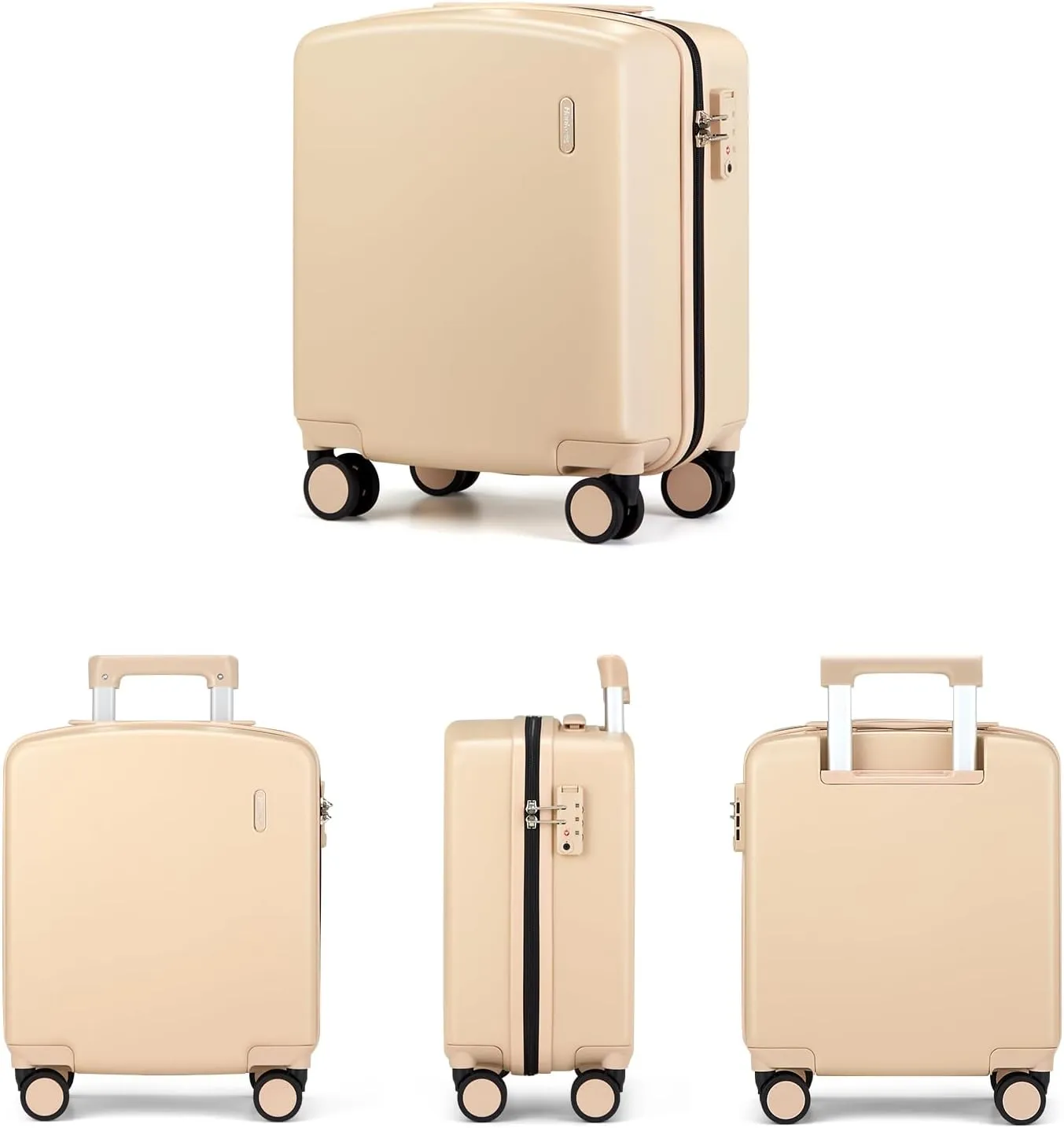 Hanke 16 Inch Underseat Carry On Luggage with Wheels Hard Shell Lightweight Suitcases Small Tsa Luggage Travel Rolling Luggage(Cuba Sand)