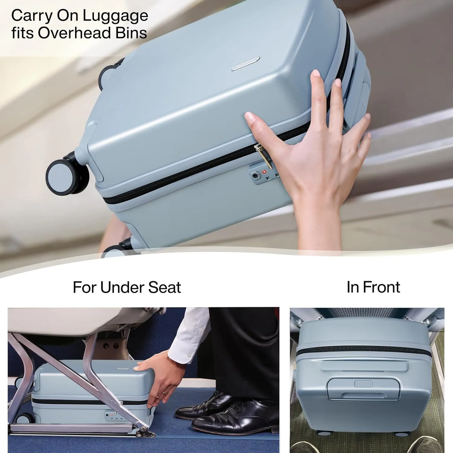 Hanke 16 Inch Underseat Carry On Luggage with Wheels Hard Shell Lightweight Suitcases Small Tsa Luggage Travel Rolling Luggage(Gray)