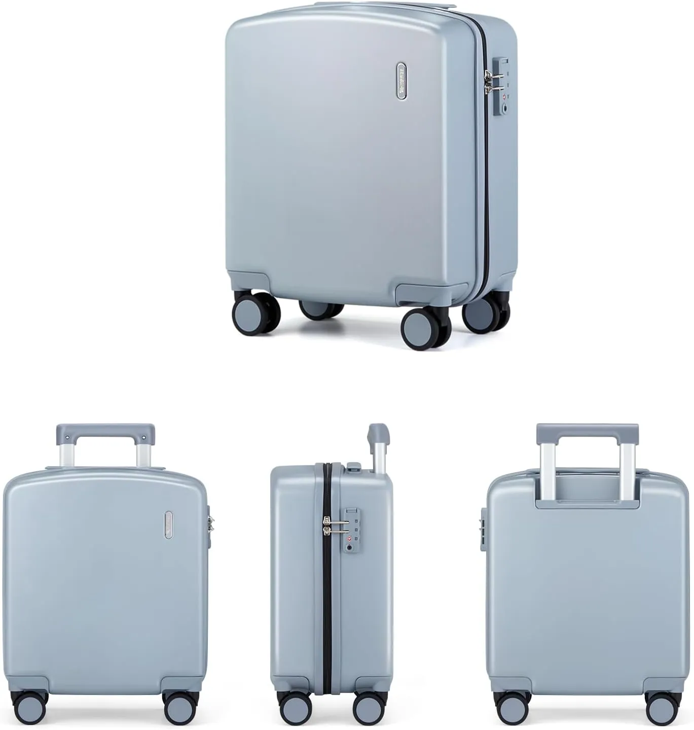Hanke 16 Inch Underseat Carry On Luggage with Wheels Hard Shell Lightweight Suitcases Small Tsa Luggage Travel Rolling Luggage(Gray)