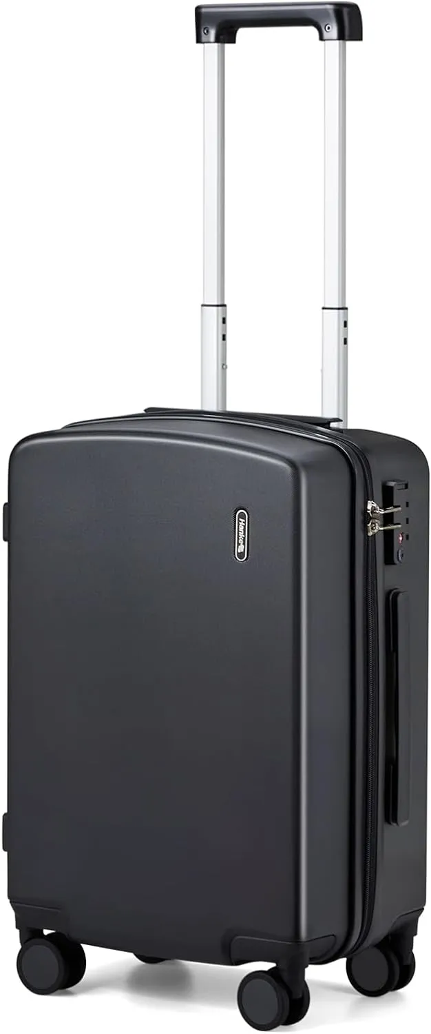 Hanke 20 Inch Carry On Luggage 22x14x9 Airline Approved Hard Shell Suitcases Light Weight Travel Luggage Tsa Luggage Rolling Suitcase Carry On Bag with Wheels(Jet Black)