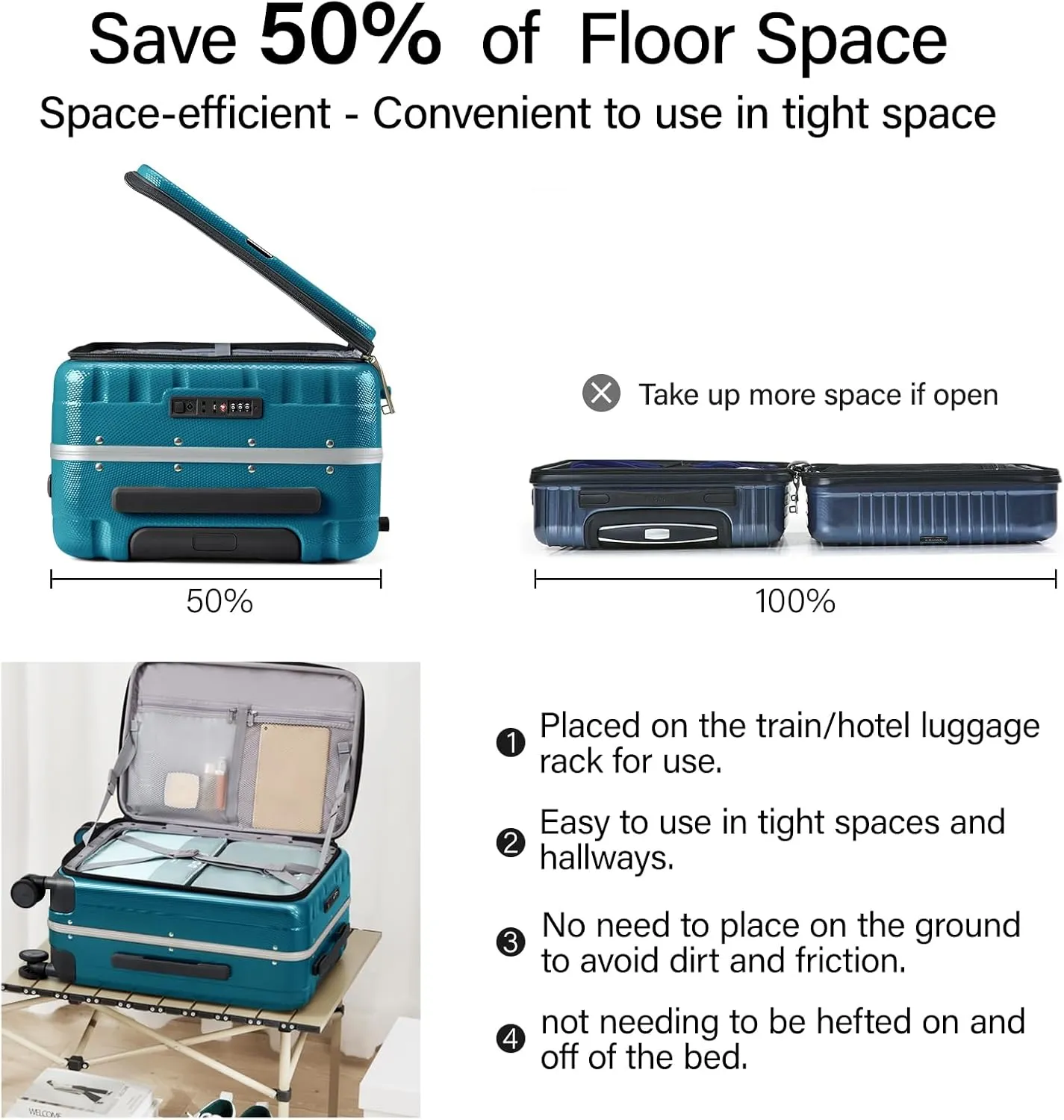 Hanke 20 Inch Carry On Luggage with Wheels PC Hard Shell Suitcase Top Opening Aluminum Frame Tsa Luggage Suitcases for Travel Woman Men Christmas Gifts for Birthday，Caribbean Blue.