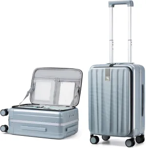 Hanke 20 Inch Carry On Suitcase PC Hardshell Luggage Top Open Aluminum Frame Rolling Suitcases with Wheels Travel Luggage for Woman Men Gifts.(Grey)