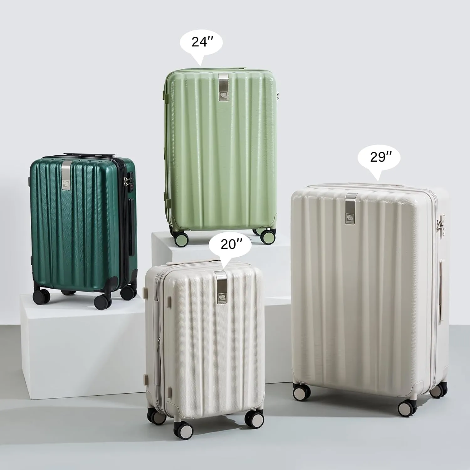 Hanke 20 Inch Expandable Carry on Luggage 22x14x9 Airline Approved Lightweight PC Hard Shell Suitcases with Wheels Travel Luggage Rolling Suitcase Travel Luggage Bag for Weekender(Bamboo Green)