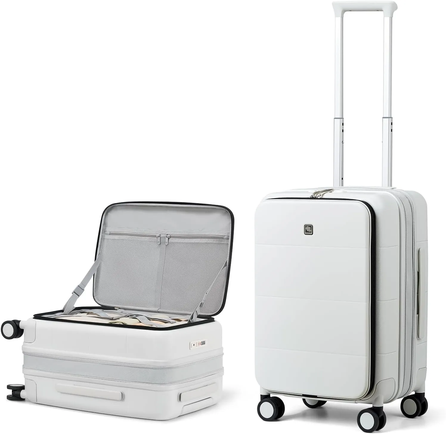 Hanke 20 Inch Expandable Carry on Luggage Hard Shell Suitcases with Wheels Top Opening TSA Luggage Rolling Suitcase for Travel Luggage Carry On Bag(Smoke White)