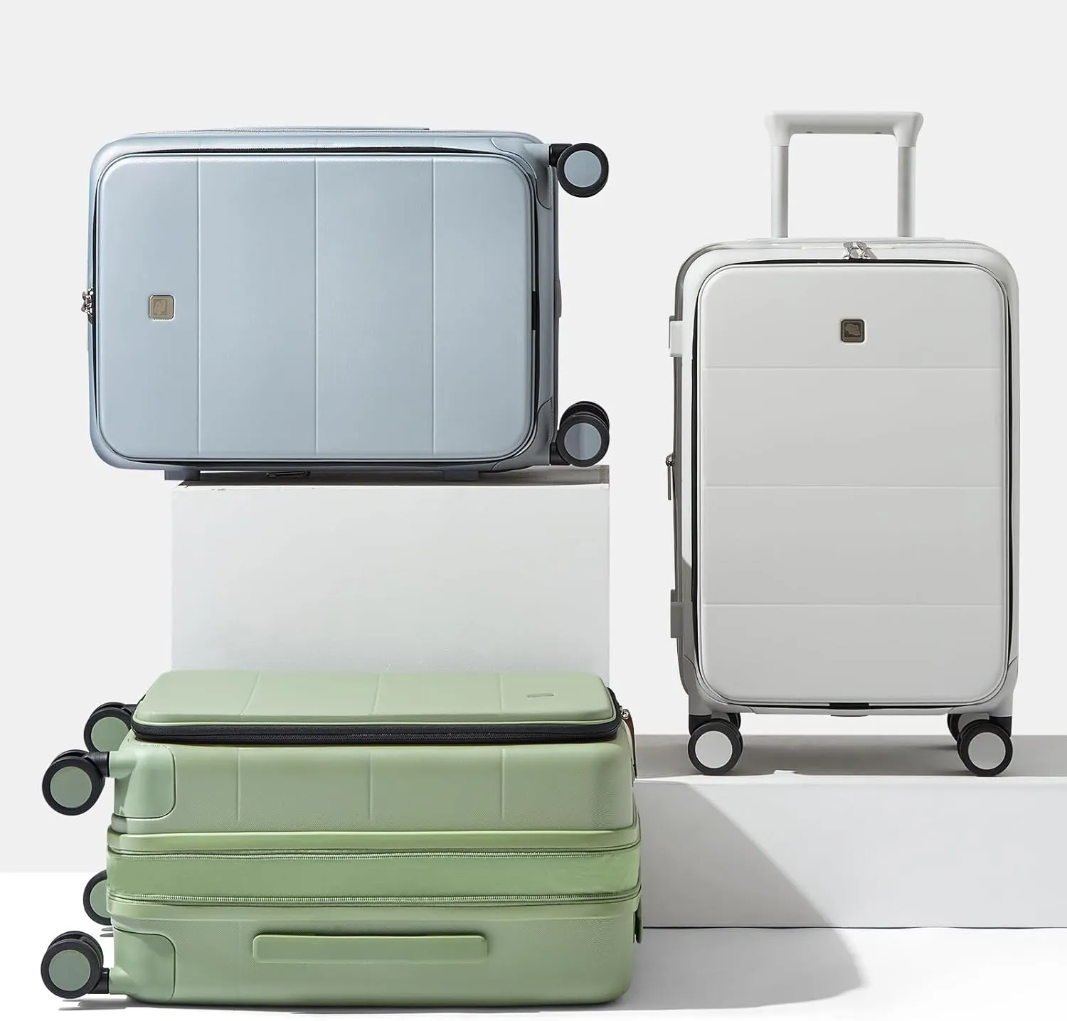 Hanke 20 Inch Expandable Carry on Luggage Hard Shell Suitcases with Wheels Top Opening TSA Luggage Rolling Suitcase for Travel Luggage Carry On Bag(Smoke White)